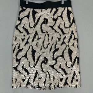 Antonio Melani Pencil Skirt Women's 10 Black Sequin Office Party Glam Profession